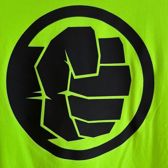 Under Armour Hulk Fist T-Shirt Youth Gamma Green Marvel Comics Large VGUC - Picture 2 of 8